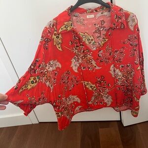 Chic Red Paisley Blouse